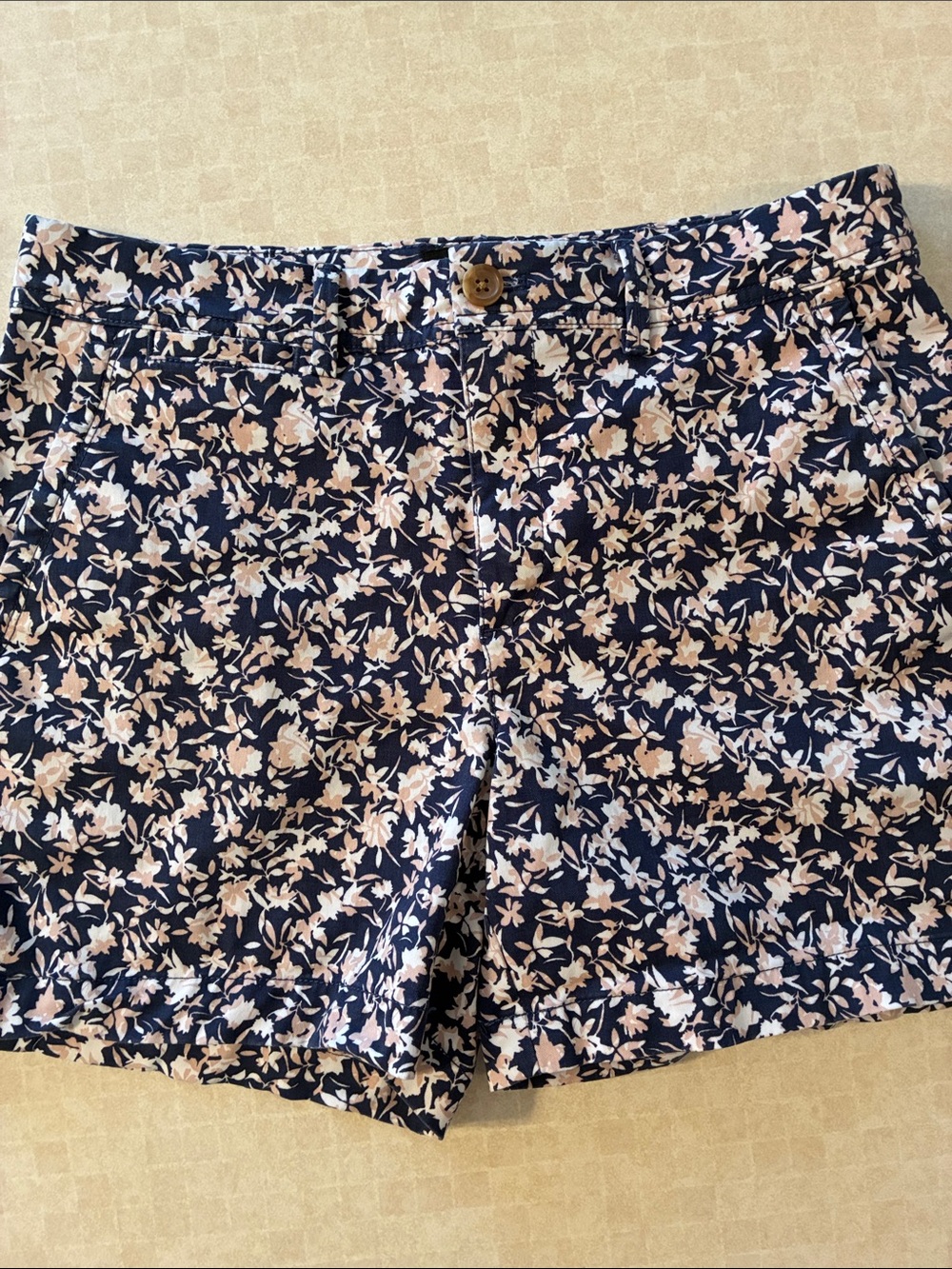 Banana Republic Navy Shorts with Tan/White Floral Print 4